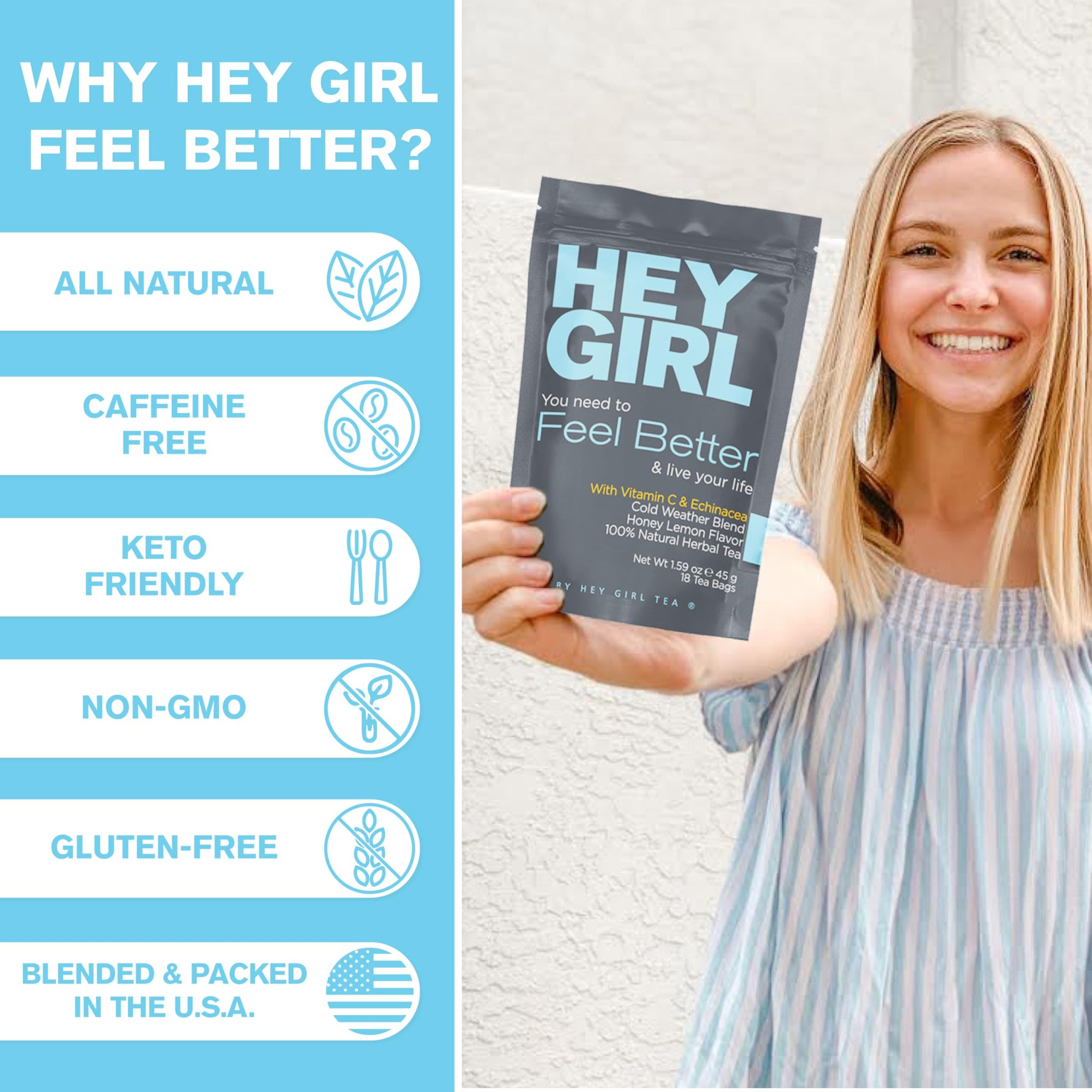 Get Well Soon Gifts For Women | Immunity Tea For Colds and Sore Throat with Elderberry, Echinacea | Care Package For Sick Friend to Feel Better |
