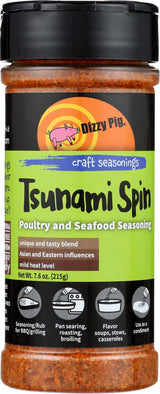 Dizzy Pig Tsunami Spin Asian Fusion Seasoning Rub (8oz Shaker) - Seasons 30+lbs of Food - Hand Made in the USA - MSG Free, Gluten Free