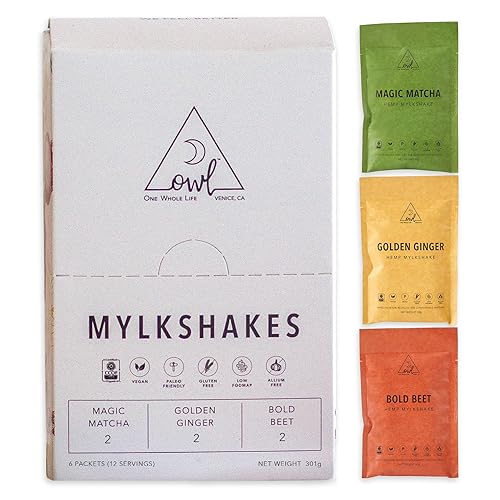 OWL Mylkshake 6-Pack Box | Organic Superfood Meal Replacement Shakes for Energy, Digestion & Whole-Body Wellness | Magic Matcha, Golden Ginger & Bold