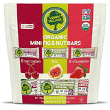 Happy Village Organic Mini Fig & Nut Bars, VARIETY (24 Packs, 0.7 OZ each), No Refined Sugar, Kosher, Non-GMO, Gluten Free, Vegan, Good Source