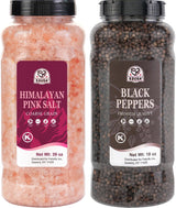 52USA Whole Black Peppercorns 18 oz + Himalayan Pink Salt (Coarse Grain) 39 oz, Salt and Pepper Grinder, Black Peppercorn Refil, Kosher Salt for