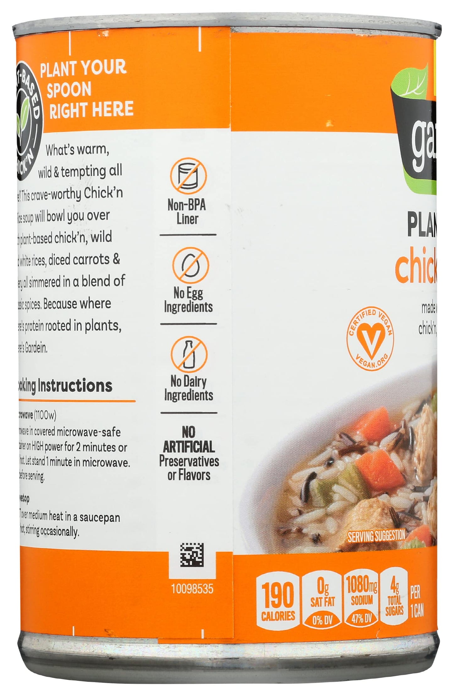 Gardein Plant-Based Chick'n & Rice Soup, Vegan, 15 oz.
