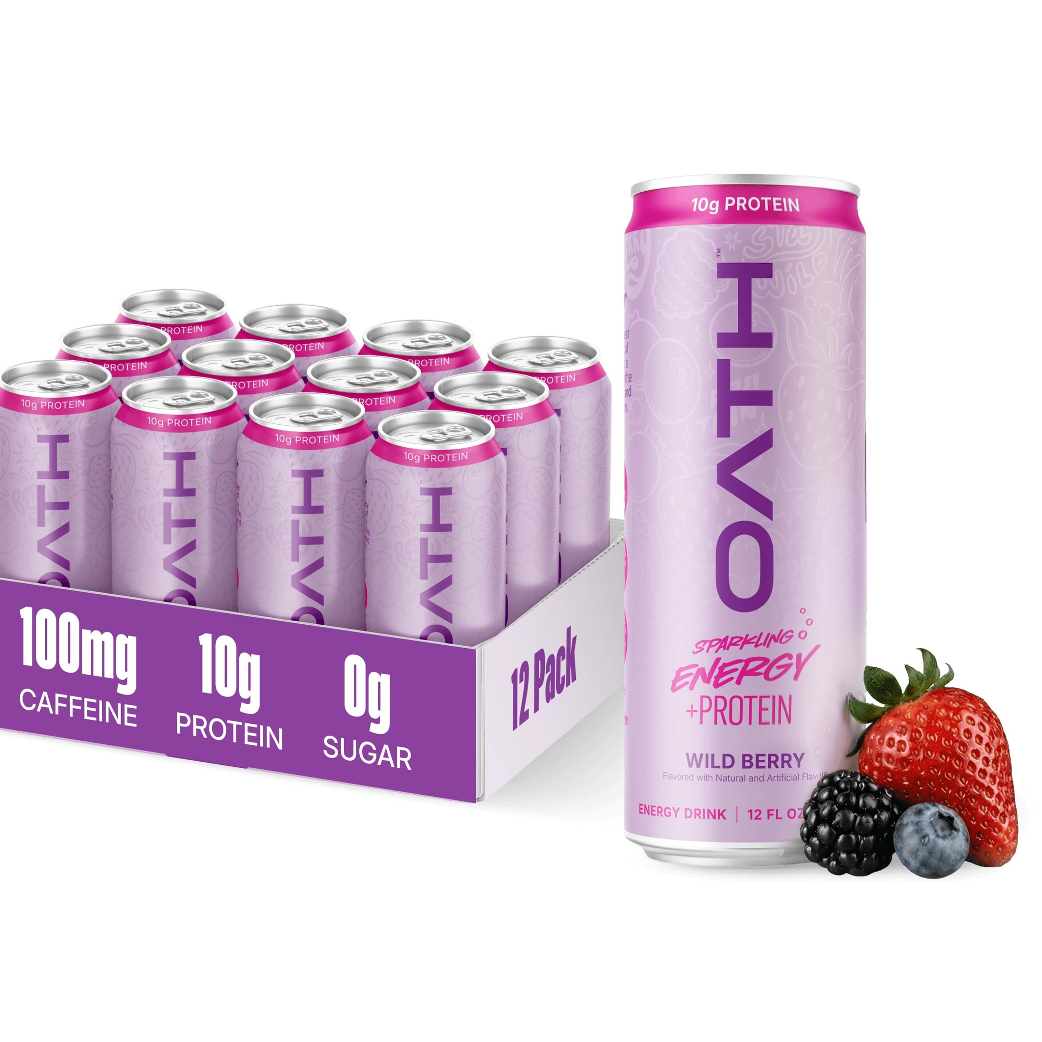 Multi Pack - Oath Nutrition - RTD Energy + Protein - 1 Serving - 12-oz - 12-pack - Wild Berry