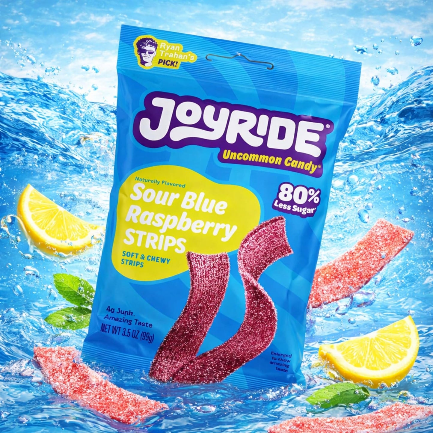 Joyride Sour Blue Raspberry Strips, 3.5 oz