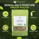 Biokoma Organic Couch Grass Dried Cut Root 1.76oz USDA Organic Herbal Tea Elymus Repens Rhizome Loose Herb Urinary Kidney Bladder Support Resealable