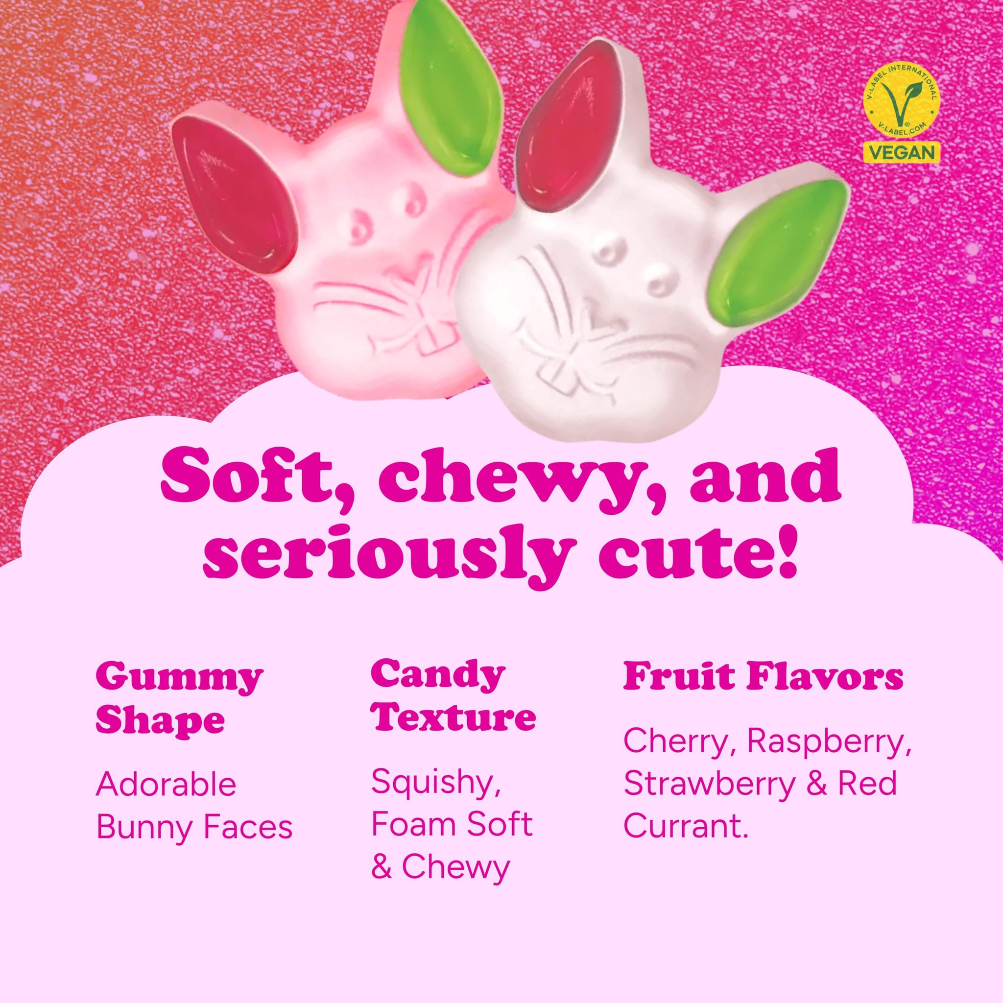 Katjes Sweet Hopps Soft & Flavorful Foam & Fruity Gummy Candy, Colorful Bunny Shapes, No Artificial Dyes or Flavors, Gelatin Free, Kids Vegetarian