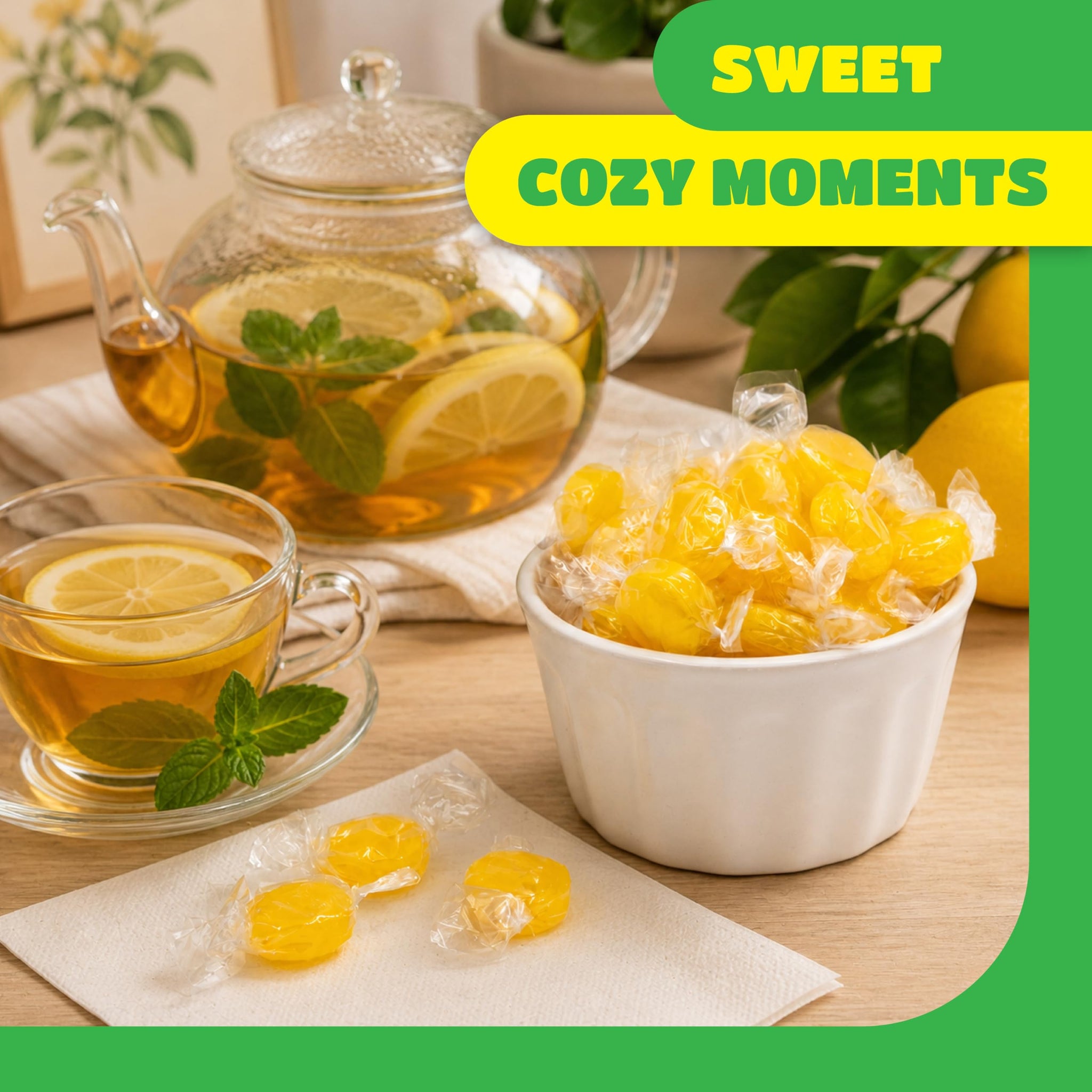 Lemon Drops Hard Candy - 1 Pound Pack - Lemon Candy Individually Wrapped - Dye Free Candies for Office Bowls, Reception Desks, Buffets, and Everyday