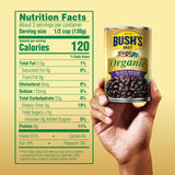 Bush's Canned Organic Black Beans (Pack of 1), Good Source of Plant-Based Protein, Good Source of Fiber, Fat Free, Gluten Free, Low Sodium, 15 oz