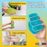 Degreaser Dish Soap Infused Cleaning Sponge, Activates with Water, 2 Pack, Non Scratch, Ergonomic, Fresh Citrus Orange Scent
