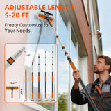 26FT High Window Cleaning Kit with Pole, 2-in-1 Window Squeegee with 5-20 FT Telescoping Extension Pole - Professional Window Washing Kit with Long