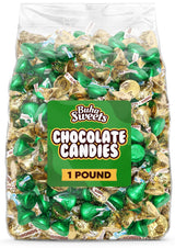 Green & Gold Foil Wrapped Milk Chocolate Candy - 1 Pound St. Patrick’s Day Bulk Chocolate Mix, Gold Almond Chocolates & Green Milk Chocolate For Party