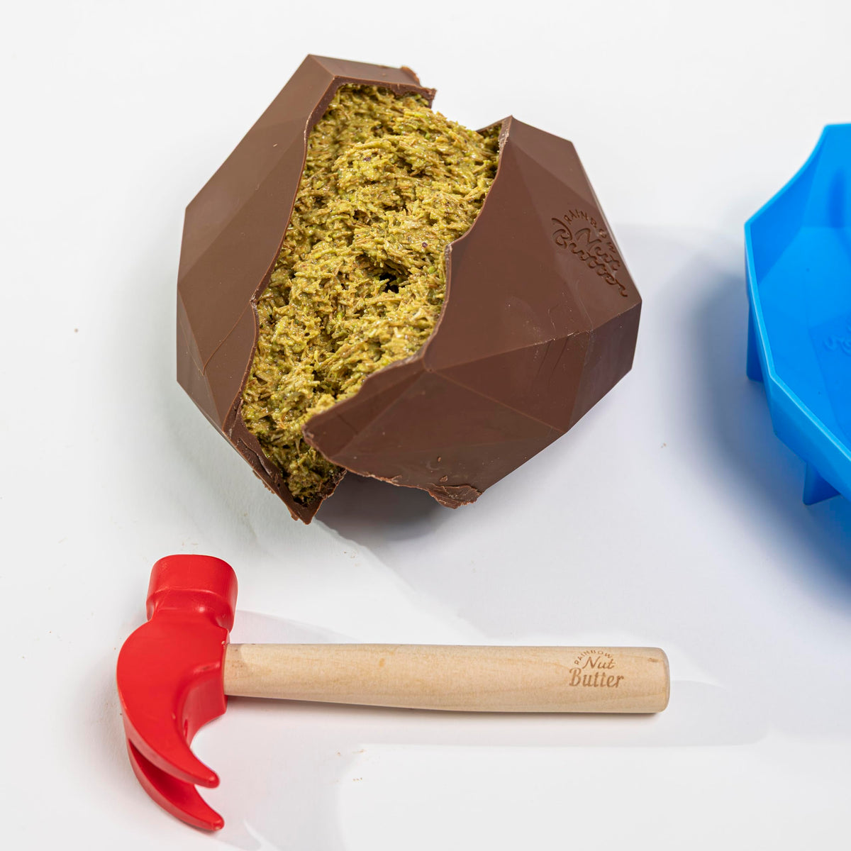 Rainbow Nut Butter Giant Breakable Heart DIY Dubai Chocolate Making Kit - Reusable Silicone Mold, Mini Hammer, Chocolate Wafers, Kanafeh, Pistachio