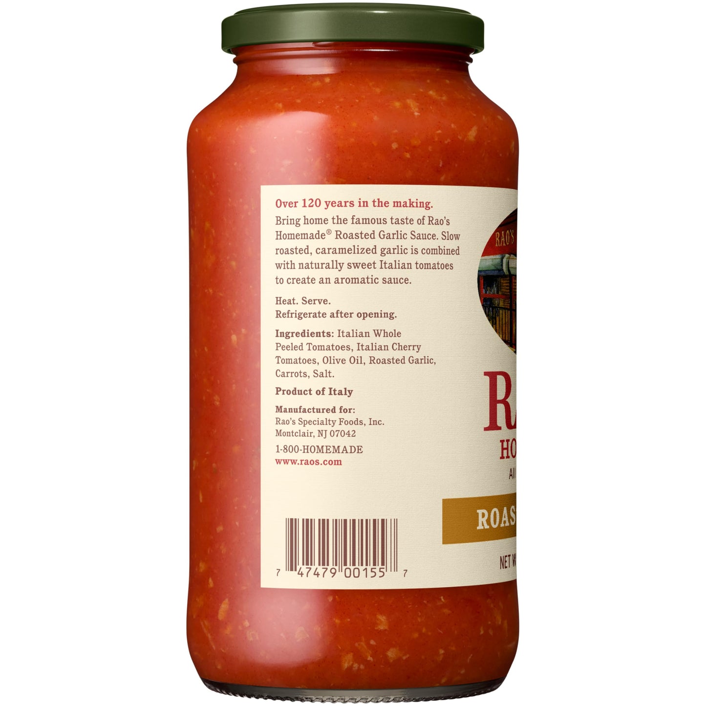 Rao's Homemade Tomato Sauce | Roasted Garlic | 24 oz | Versatile Pasta Sauce | Carb Conscious, Keto Friendly | All Natural, Premium Quality | Made