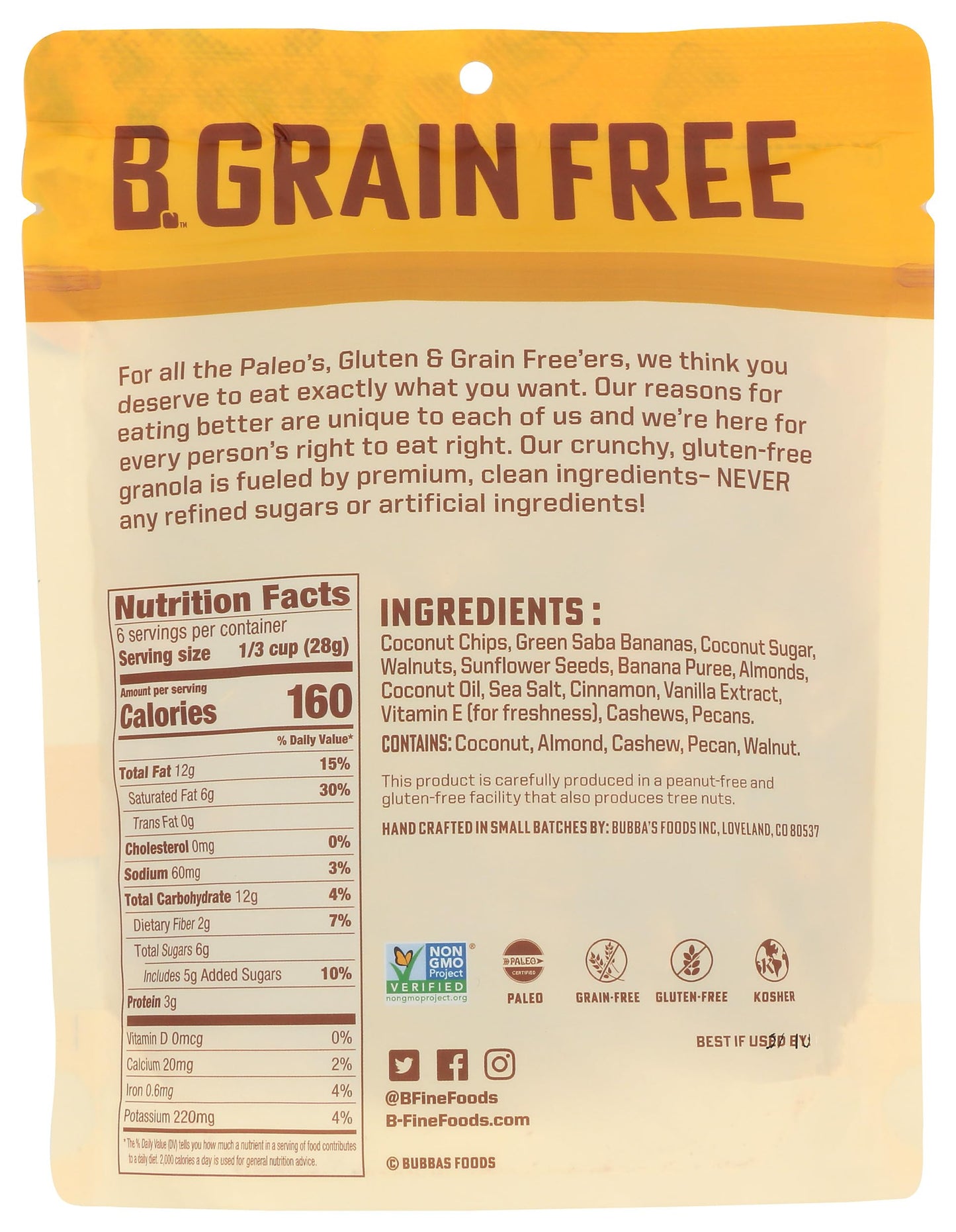 BUBBAS FINE FOODS Bananas Foster Grain Free Ungranola, 6 OZ