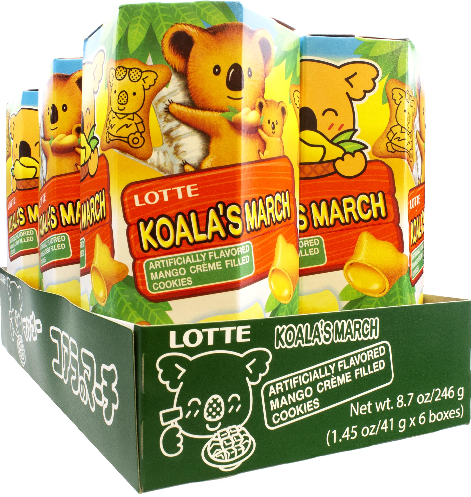 Lotte Koala's March Cookie with Mango Cream, 1.45 oz (Pack of 6)