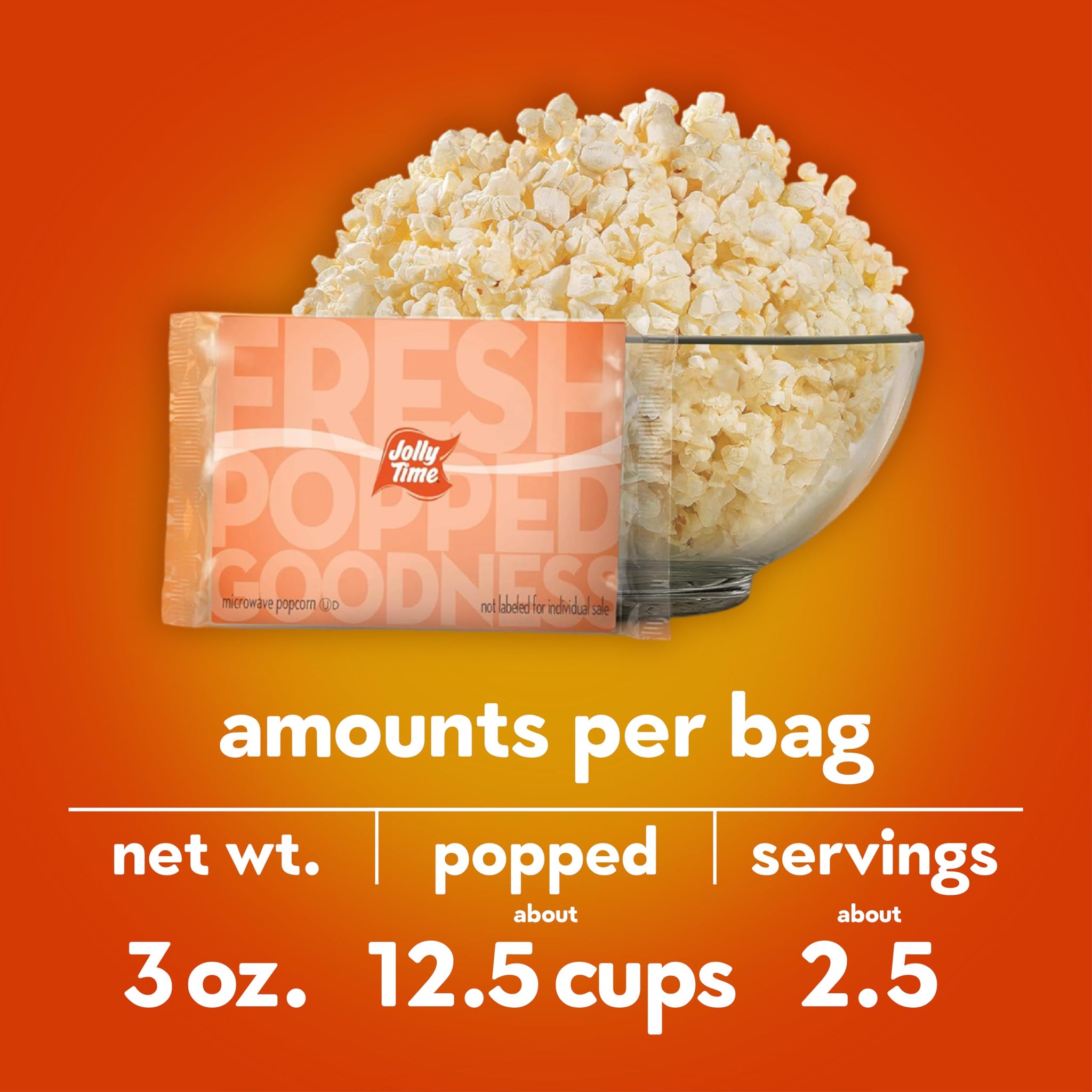 Jolly Time Healthy Pop Buttery Microwave Popcorn, Low Fat Gluten Free Non-GMO, 3oz Sharing Bag, 3 Bags Per Carton (Healthy Pop - Butter & Sea Salt, 3
