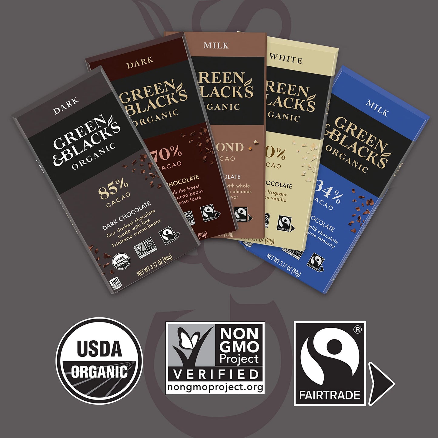 Green & Black's Organic Milk Chocolate Bar, 34% Cacao, 10 - 3.17 oz Bars