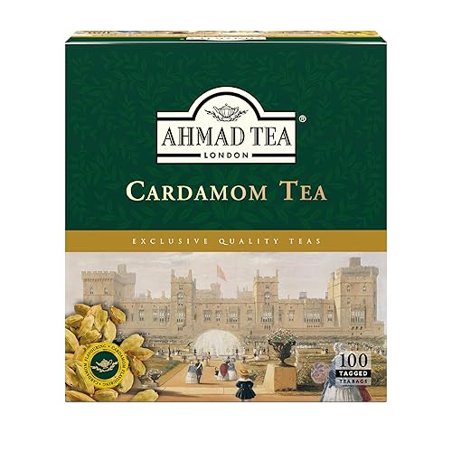 Ahmad Tea Black Tea, Cardamom Teabags (No Envelopes), 100 ct - Caffeinated and Sugar-Free