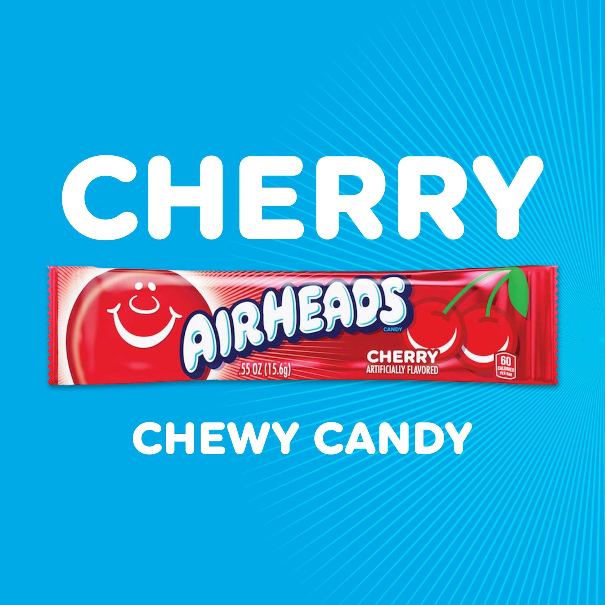 Airheads Full-Size Candy Bars, Taffy Candy Pack, Individually Wrapped Bulk Candy, Cherry Flavor Artificially Flavored, 36 Count Box