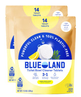 BLUELAND Toilet Bowl Cleaner Tablets, 2-Pack, 28 Count, Lemon Cedar, Plastic-Free, No Harsh Chemicals, Plant-Based