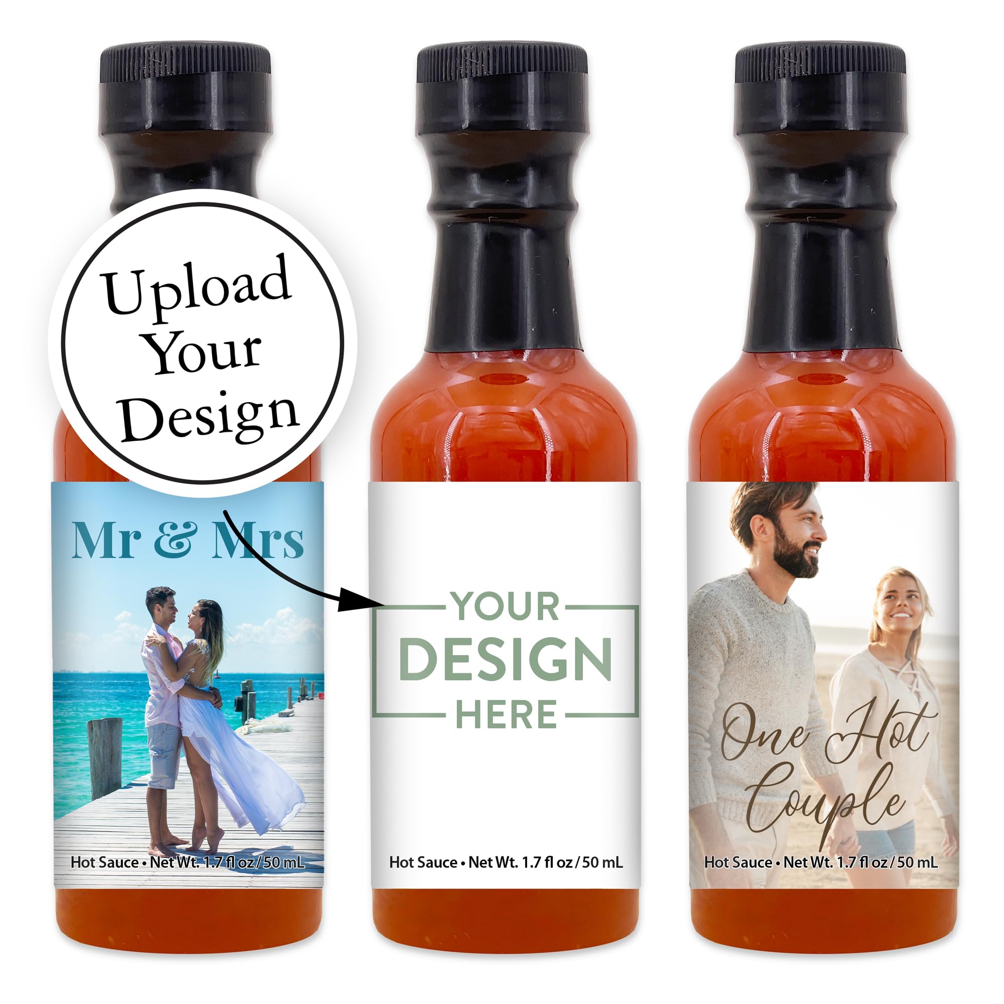 Hot Sauce Wedding Favors, Hot Sauce Labels, Hot Sauce Favor, Custom Hot Sauce, Custom Hot Sauce Bottle - 1.7oz (Set of 12)