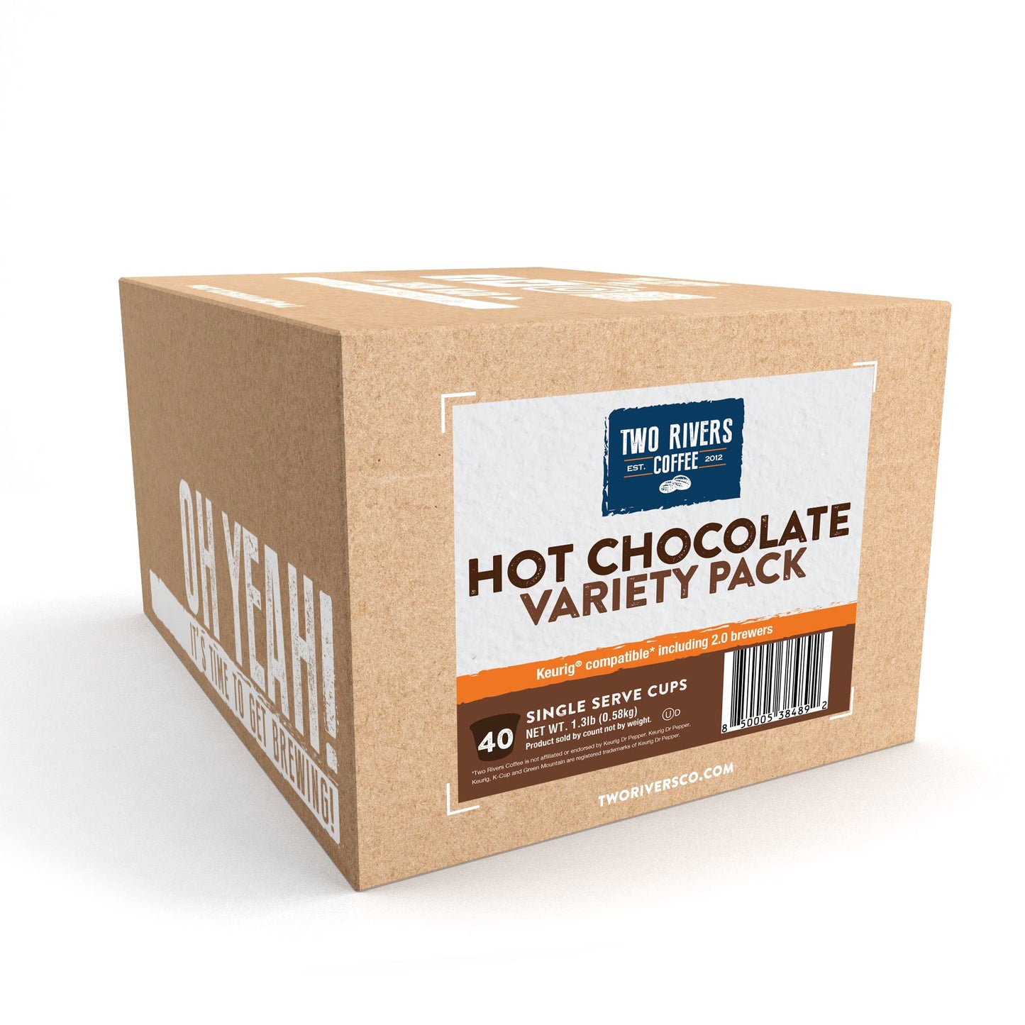 Two Rivers Coffee Hot Chocolate Pods Single Serve Cocoa Variety Sampler Pack Compatible with 2.0 Keurig K-Cup Brewers, 40 Count