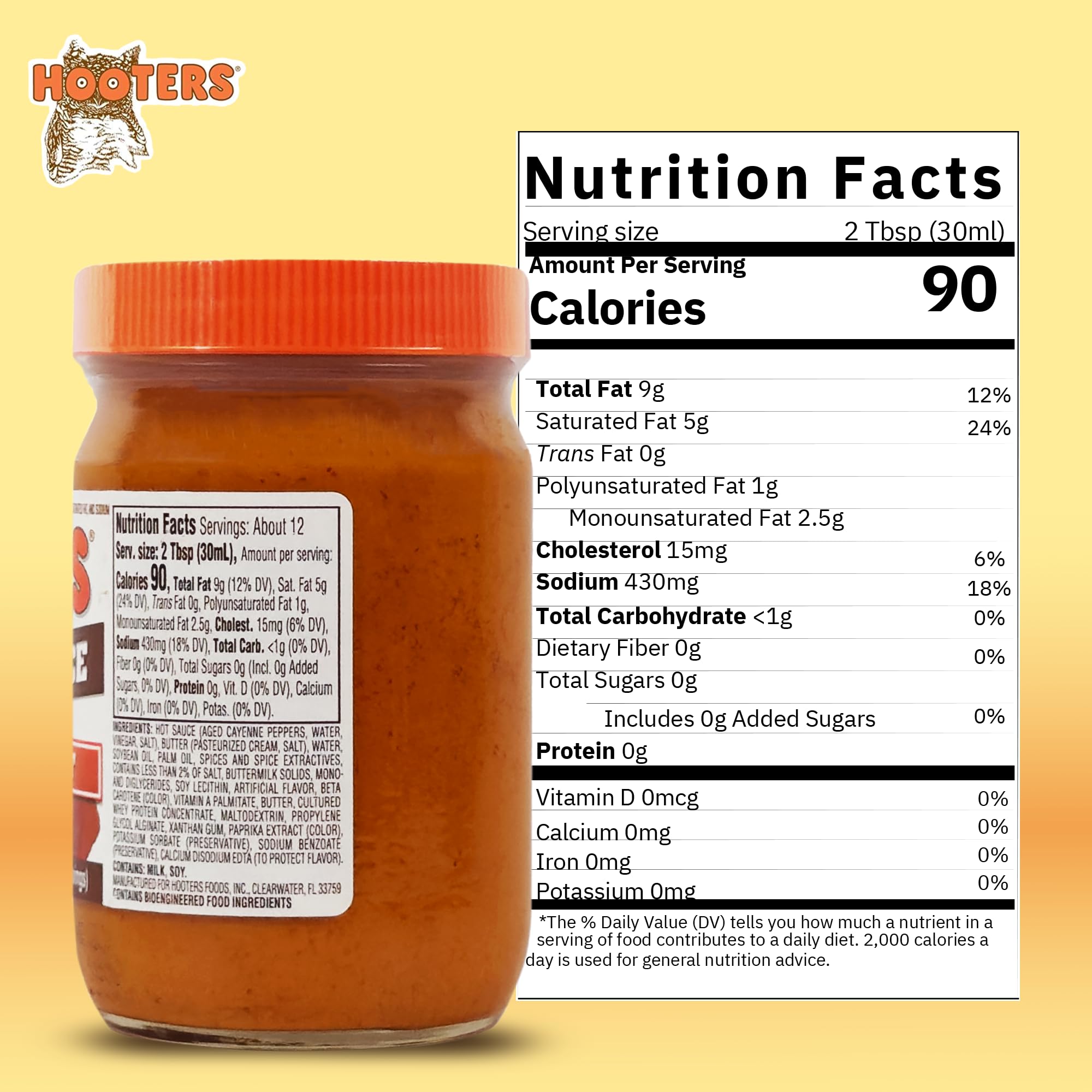 The Original Hooters Hot Wing Sauce - Ideal for Chicken Wings Dipping, Grilling, Seafood, Ribs, Shrimp, Spicy Hot Sauce, Balanced Restaurant Flavor