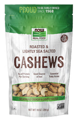 NOW Natural Foods, Cashews, Roasted and Salted, Rich Buttery Flavor, Source of Protein and Healthy Fatty Acids, Certified Non-GMO, 10-Ounce (Packaging