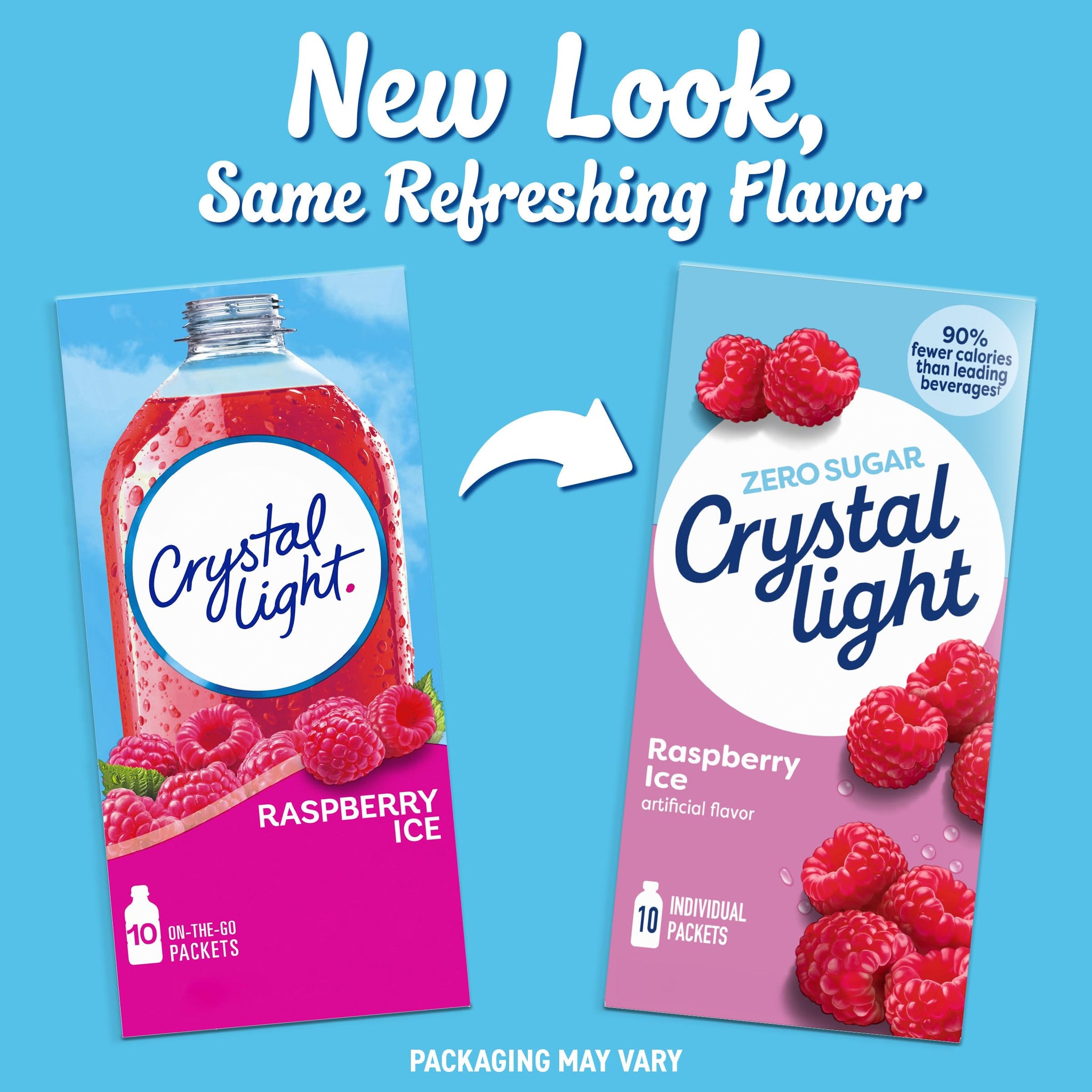 Crystal Light Drink Mix, 12 Packets, for Convenient On-the-Go Flavorful Hydration, Artificially Flavored Raspberry Ice, Zero Sugar, . 6 oz each