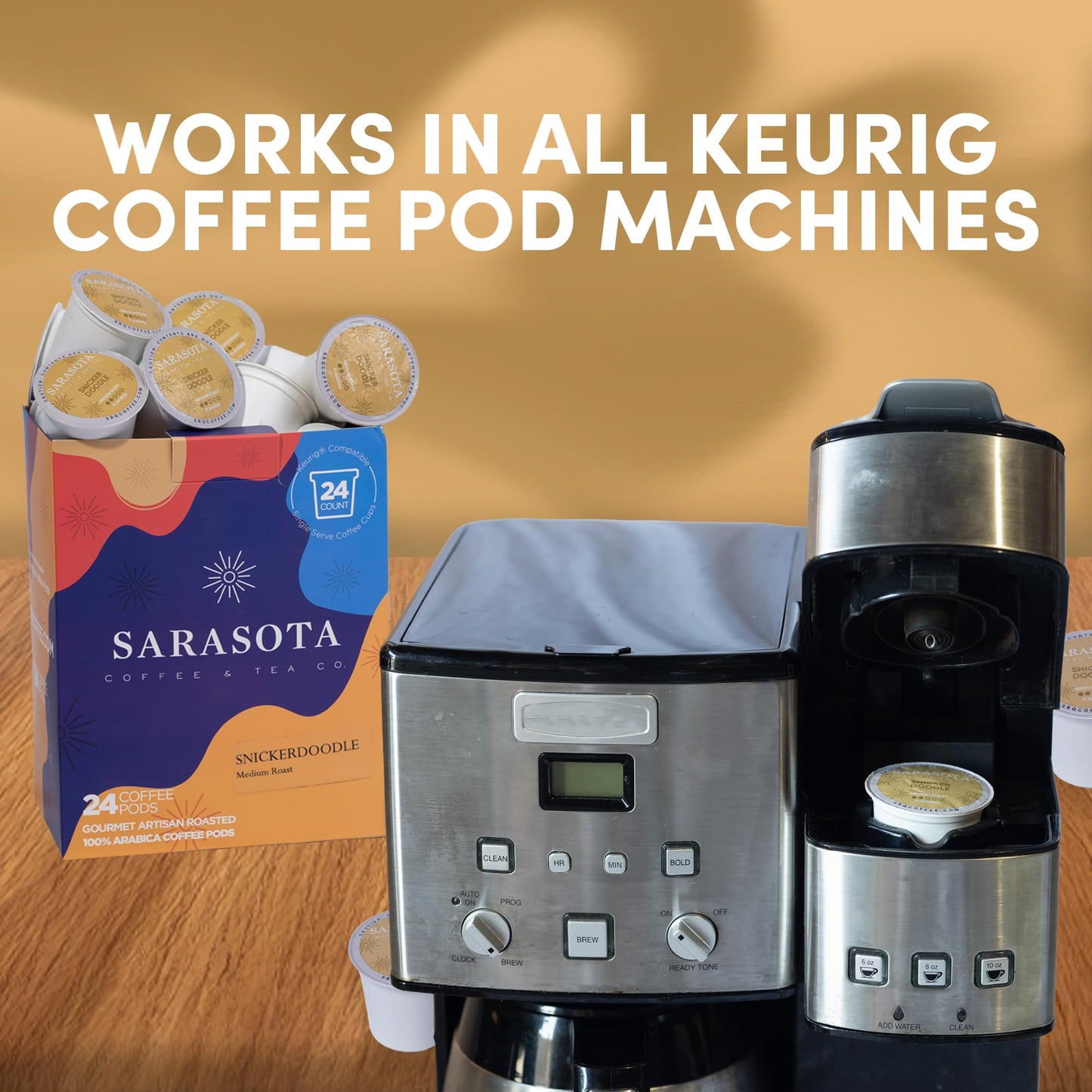 Sarasota K-Cup Coffee Pods | Medium Roast Flavored Coffee | Snickerdoodle Sugar Cookie | Single Serve for Keurig Brewers | Gourmet, Low Acid, Mold