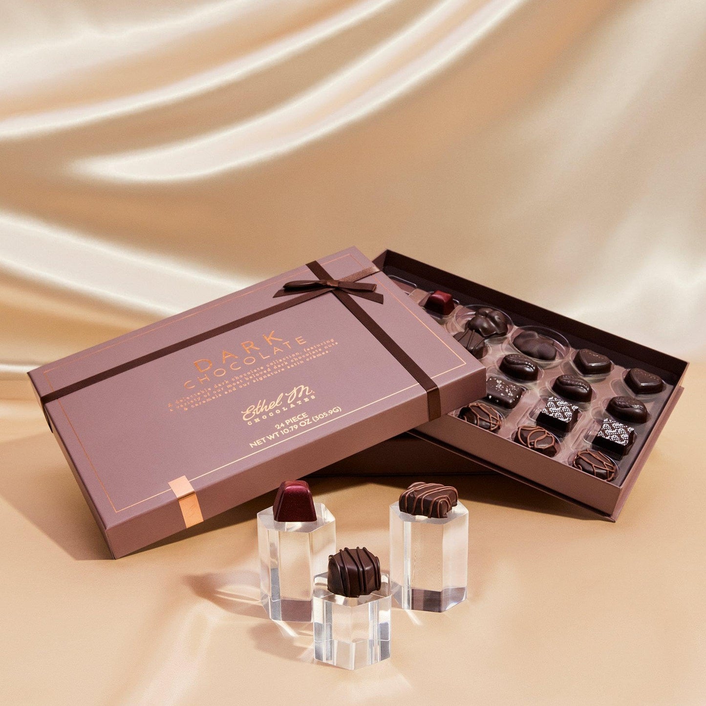 Ethel M Chocolates 24 Piece Premium Dark Chocolate Collection Assortment Candy Gift Box ? Exotic flavors, lemon, vanilla, caramel and more