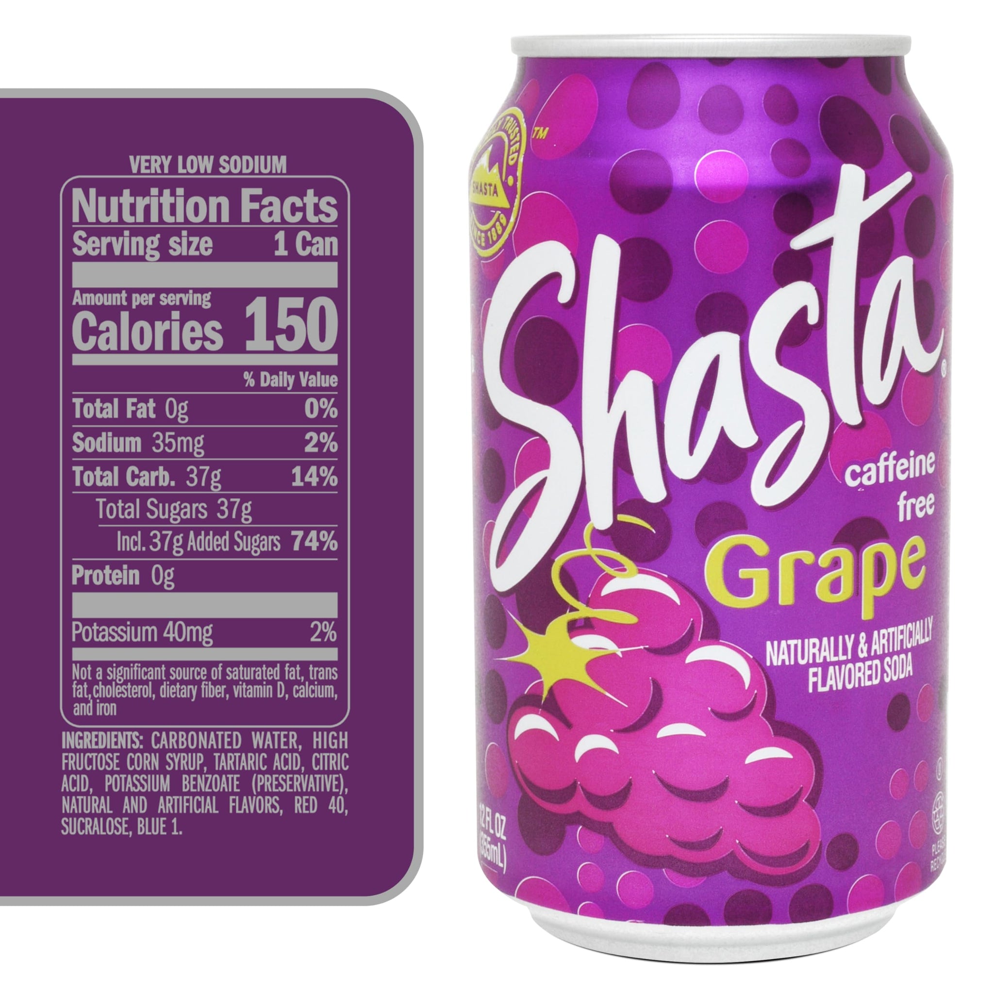 Shasta Grape | 12-Pack of 12oz Cans | Bold Purple Grape Flavor | Sweet & Fruity | Caffeine-Free