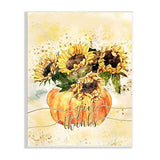 Stupell Industries Give Thanks Phrase Orange Pumpkin Sunflower Floral Burst, Design by Ziwei Li
