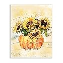 Stupell Industries Give Thanks Phrase Orange Pumpkin Sunflower Floral Burst, Design by Ziwei Li