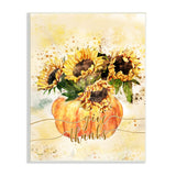 Stupell Industries Give Thanks Phrase Orange Pumpkin Sunflower Floral Burst, Design by Ziwei Li