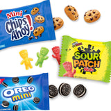 Nabisco Cookies and Candy Variety Pack, SOUR PATCH KIDS Soft & Chewy Gummy Candy, OREO Minis and CHIPS AHOY! Minis Cookies, 30 Snack Packs