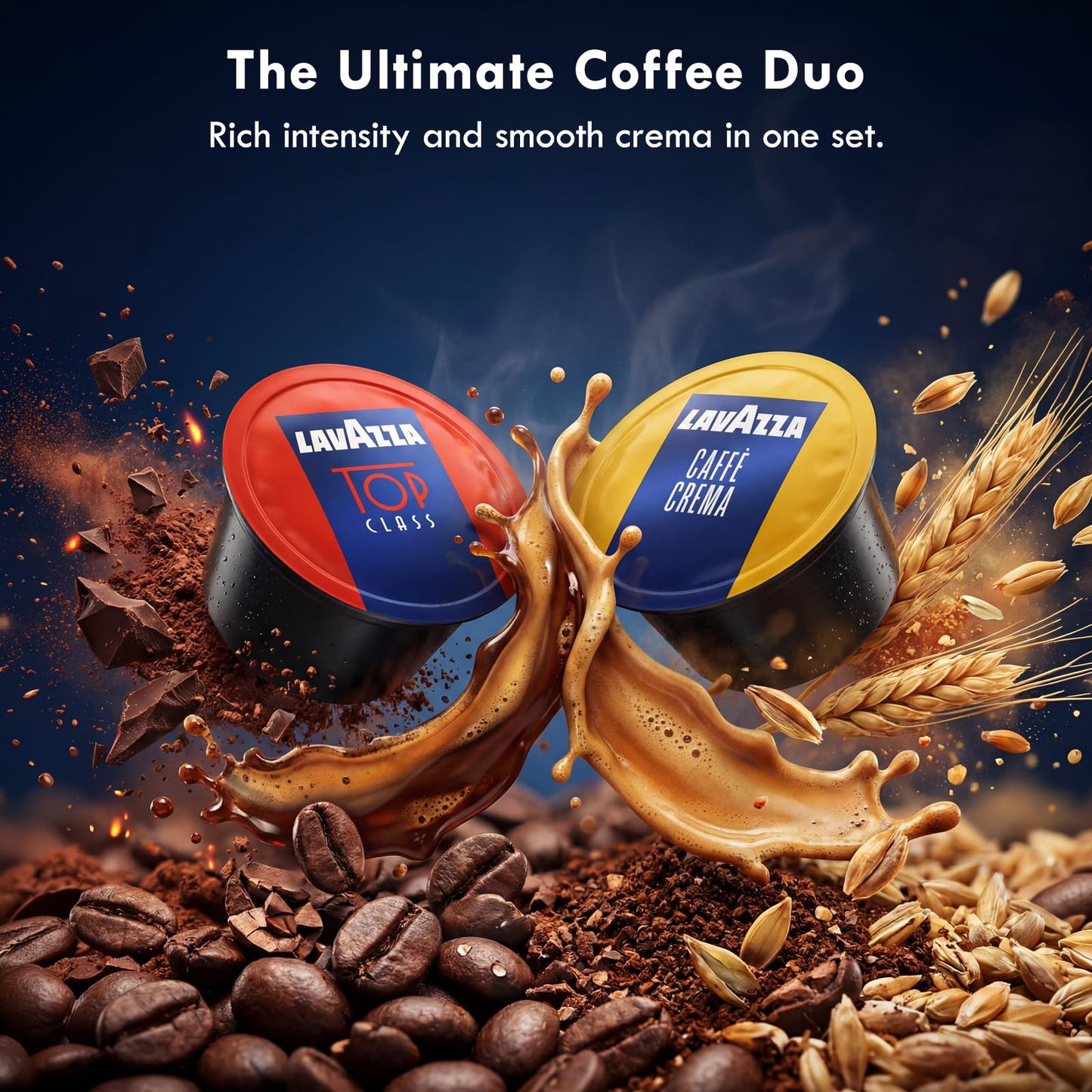 Lavazza Blue Coffee Capsules Variety Pack - 100 Count (50 Pods Each) - Includes Top Class & Caffè Crema Blends - Compatible with Lavazza LB Espresso