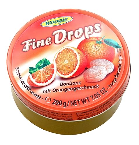 German Fine Drops Orange Sanded Hard Candy Tin 200g (Orangengeschmack) (3 pcs)