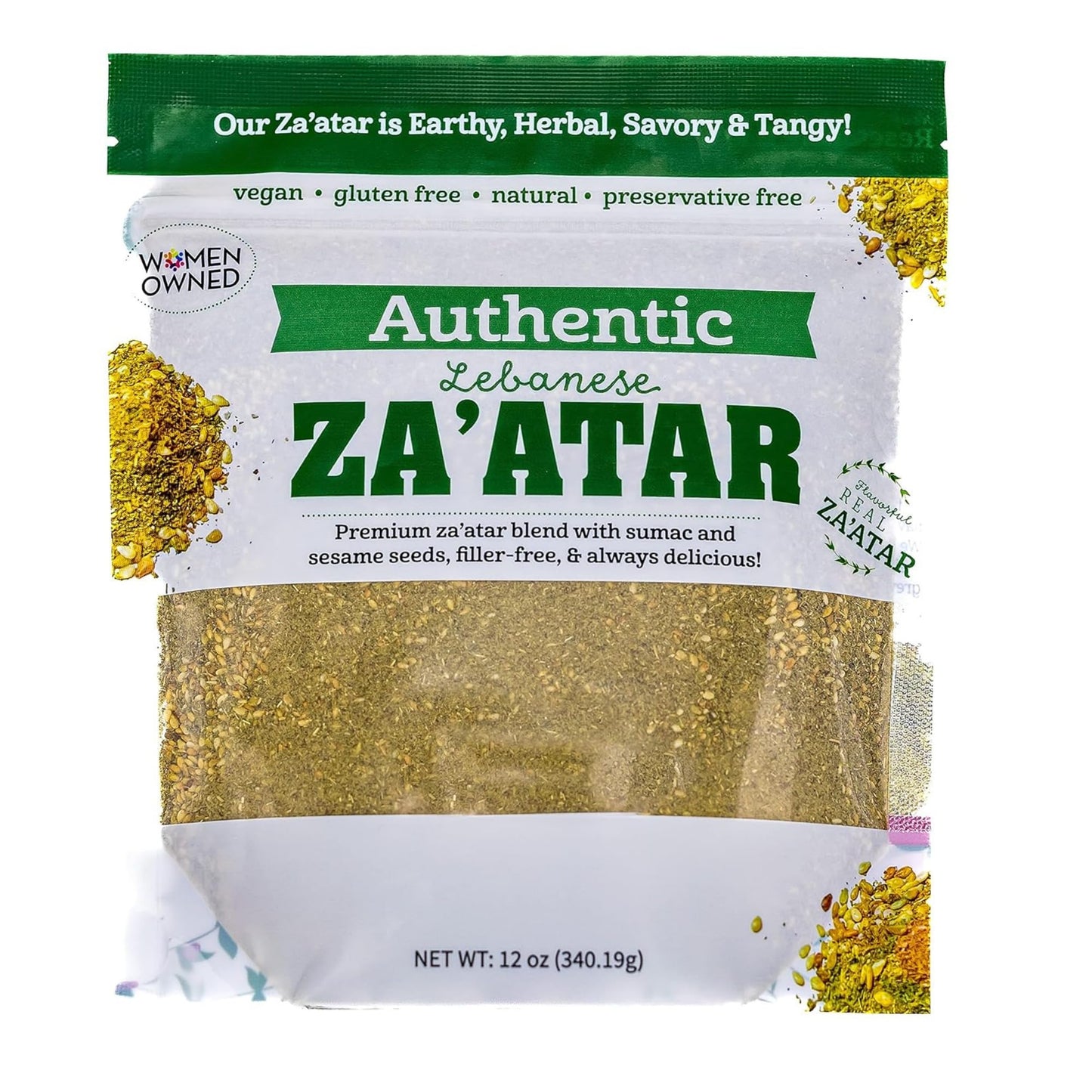 Terranean Zaatar Blend: 12 Oz Bulk Bag of Authentic Lebanese,NONGMO Verified, Pure Ingredients, No Fillers