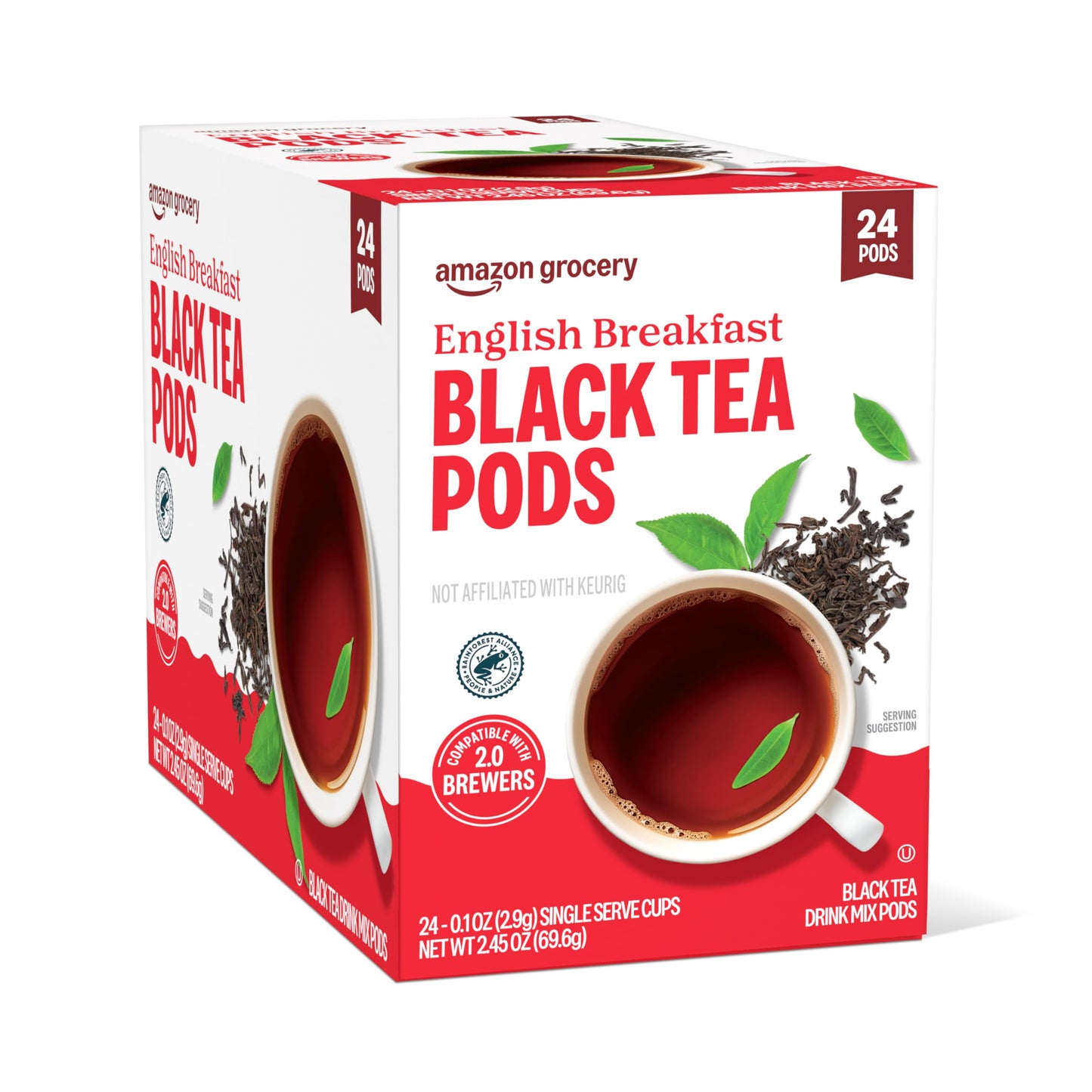 Amazon Grocery, English Breakfast Black Tea Pods, 2.45 Oz, 24 Ct (Previously Happy Belly)