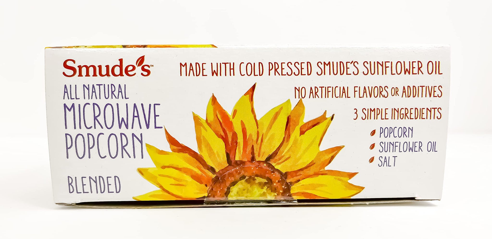Smude's Brand All Natural Microwave Popcorn - Blended | Blend of White & Yellow Popcorn | 3 Simple Ingredients - Popcorn, Smude’s Sunflower Oil