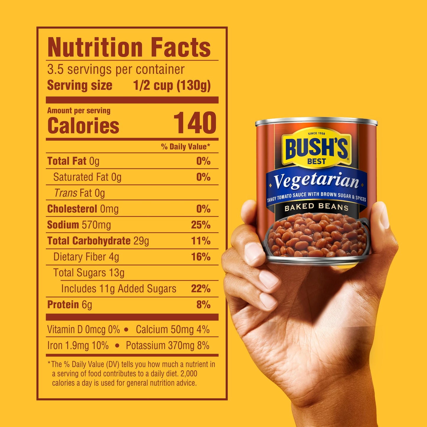 Bush's Best Canned Vegetarian Baked Beans, Source Of Plant Based Protein And Fiber, Low Fat, Gluten Free, 16 oz