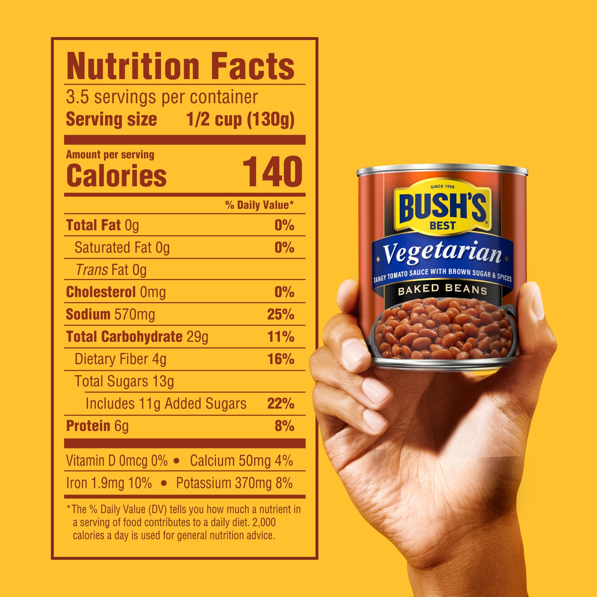 Bush's Best Canned Vegetarian Baked Beans, Source Of Plant Based Protein And Fiber, Low Fat, Gluten Free, 16 oz