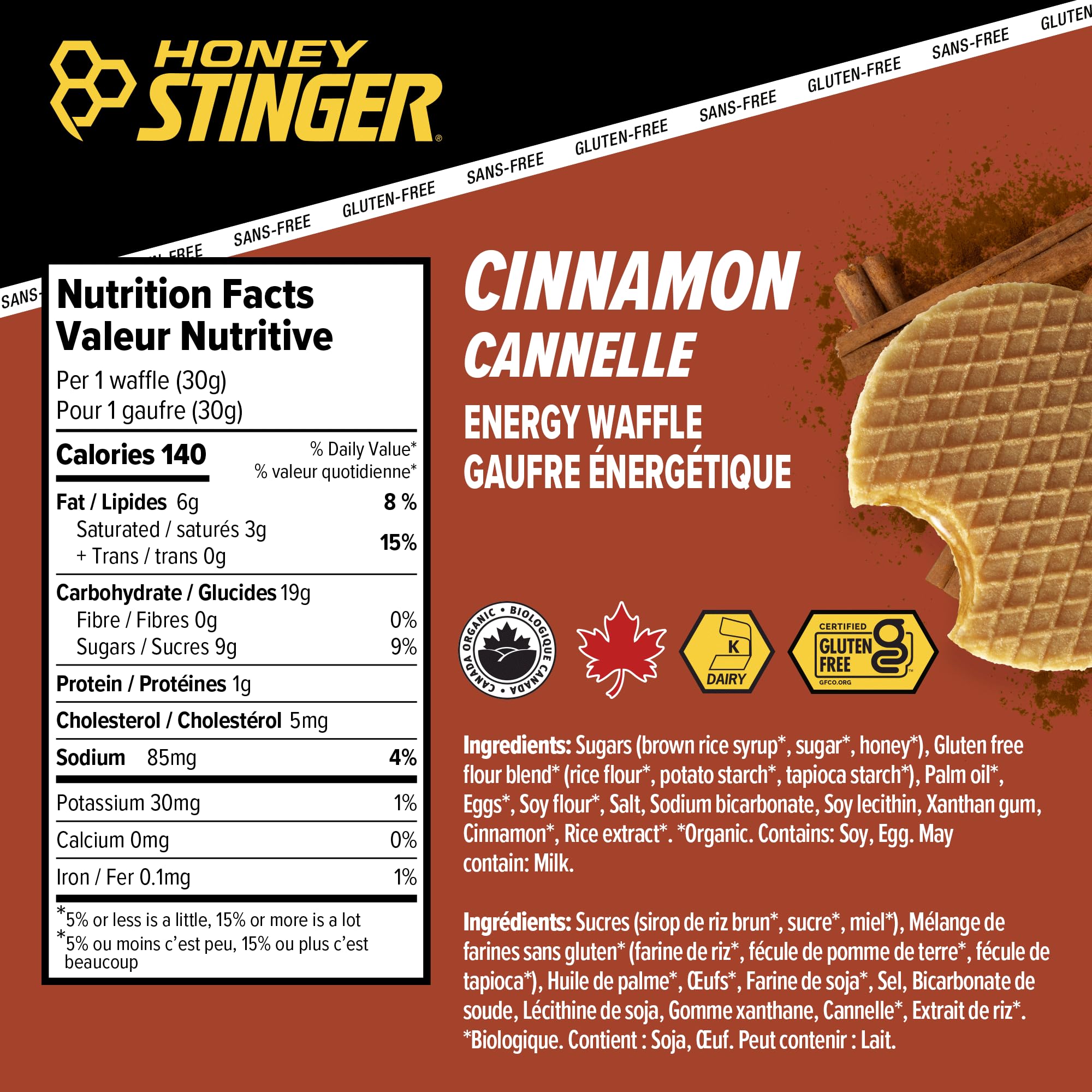 Honey Stinger Gluten Free Waffles - 12-Pack Gf Cinnamon, One Size