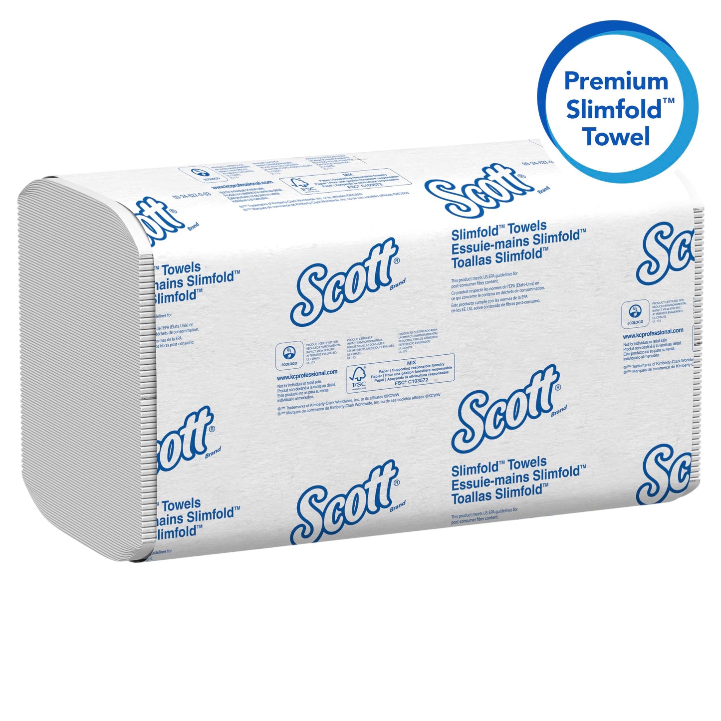Scott Professional Pro Slimfold Folded Paper Towels, Bulk (04442), Absorbency Pockets, White, for Compatible Kimberly-Clark Professional Dispensers