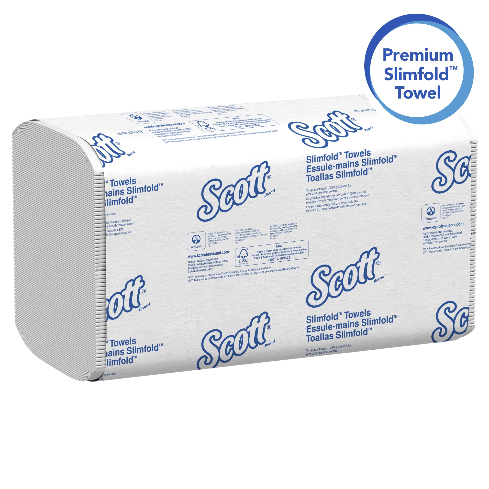 Scott Professional Pro Slimfold Folded Paper Towels, Bulk (04442), Absorbency Pockets, White, for Compatible Kimberly-Clark Professional Dispensers