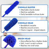 Webster Cobweb Duster and Spider Web Kit, Reach High Ceilings 18 To 20 Foot With Extension Pole and 3 Multi Use Heads