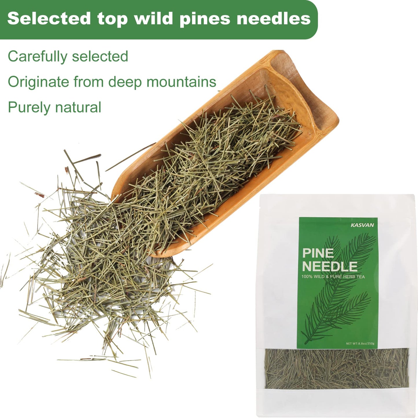 KASVAN Organic Pine Needle Tea (8.8 oz) - White Pine Needle Tea In Vitamin C And A,Easy To Use Suitable For Relaxation?immunity