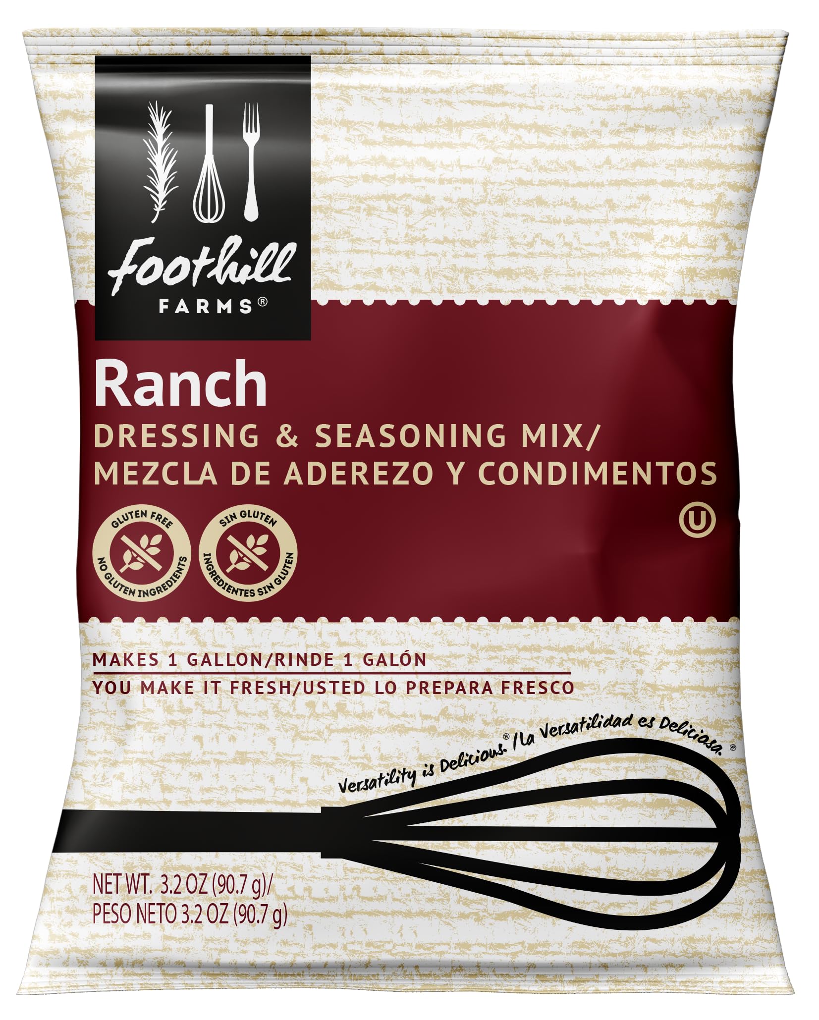 Foothill Farms Ranch Dressing Mix, Makes 1 Gallon, 3 oz Bag, 18 Pack