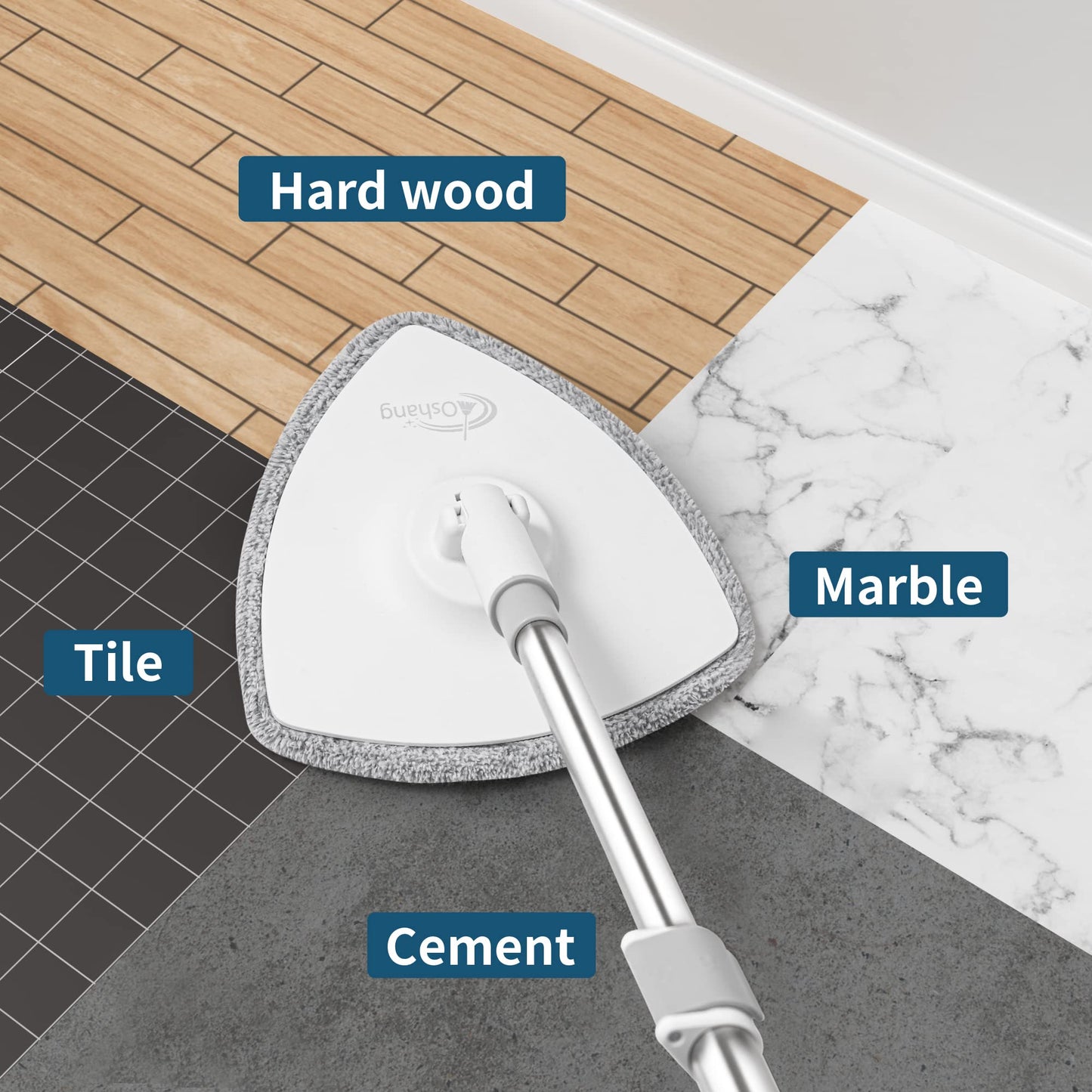 Oshang Spin Mop OG5 Mop Heads Pads Refill 2 Pack, Triangle